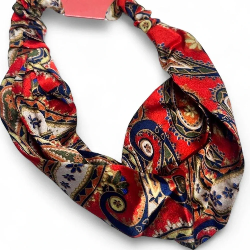 NWT Bundle of 4 Soft Crisscross Headbands with Elastic Back Paisley & Floral